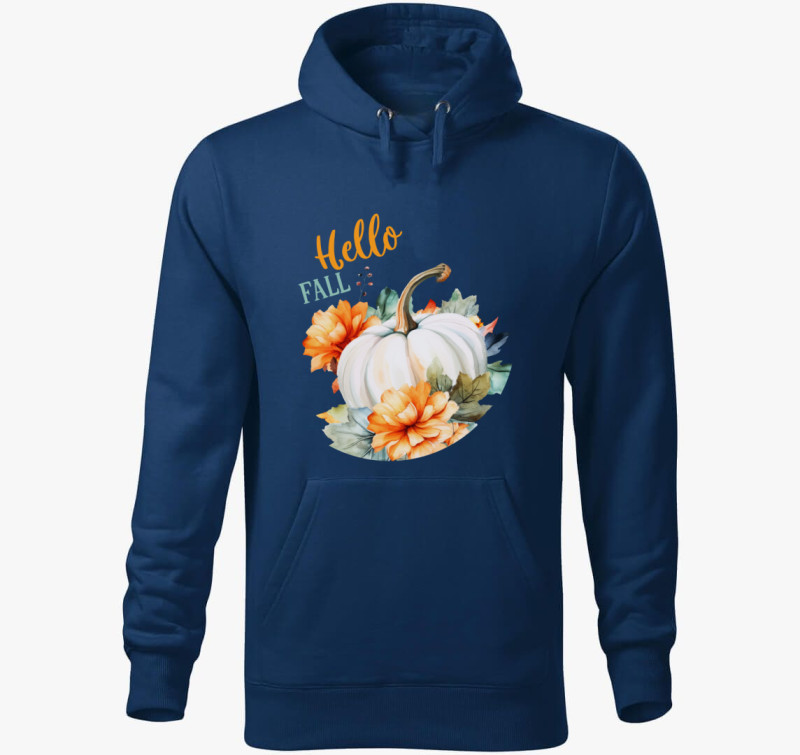 Hello fall pumpkin kapucnis pulóver — Éjkék