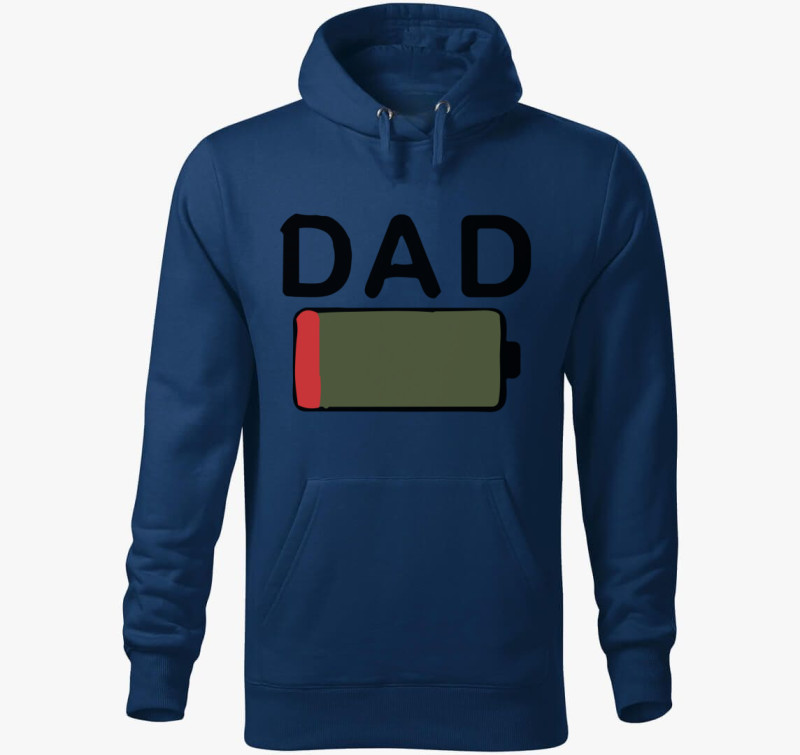 Dad low battery kapucnis pulóver — Éjkék