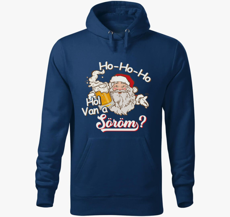 Ho ho hol van a söröm kapucnis pulóver — Éjkék