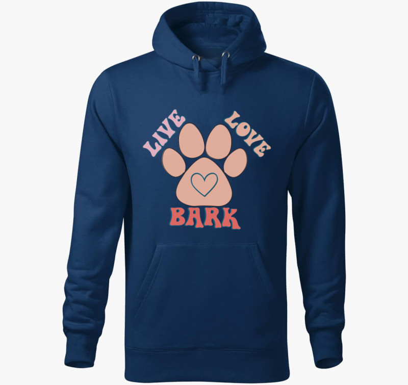 Live Love Bark kapucnis pulóver — Éjkék