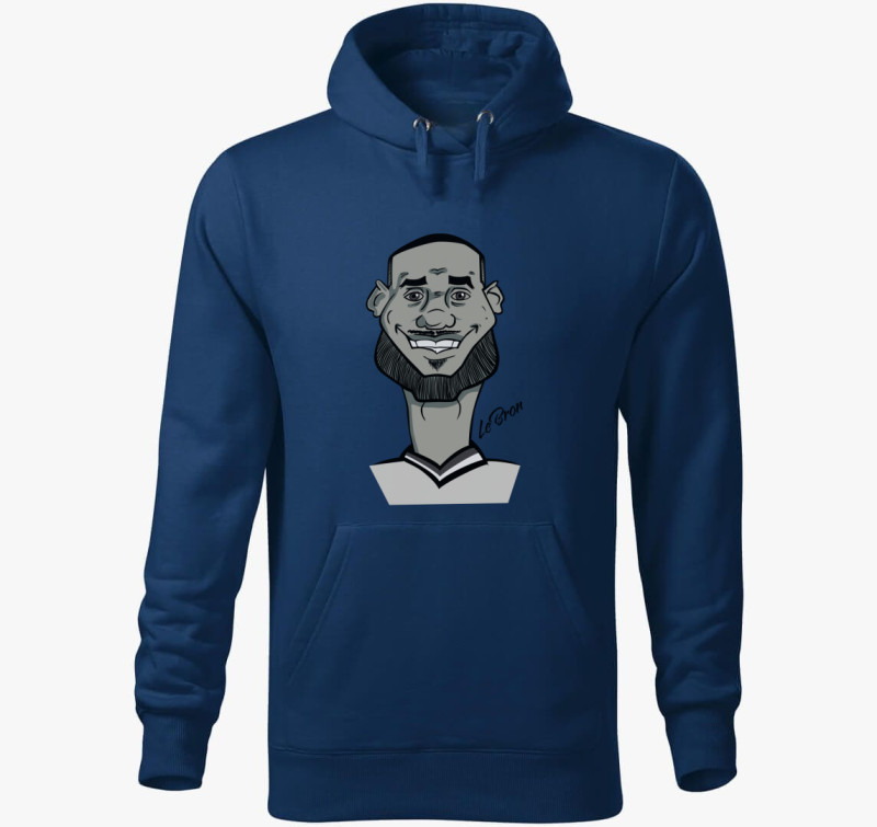 LeBron caricature kapucnis pulóver — Éjkék