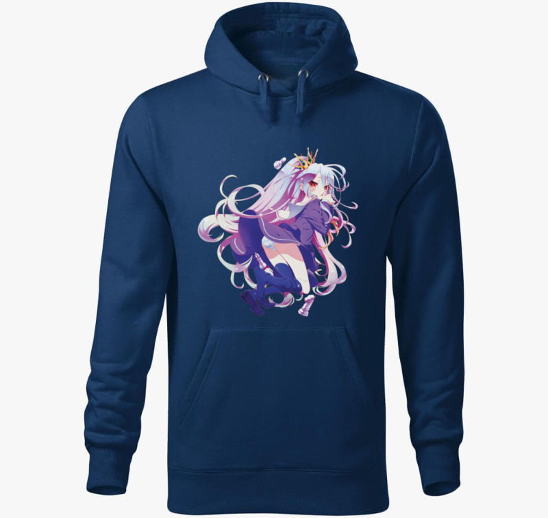 No Game No Life Shiro kapucnis pulóver — Éjkék