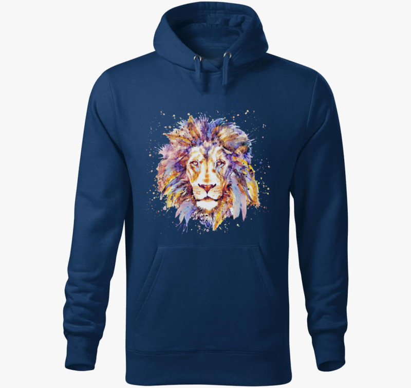 Lion - Oroszlán kapucnis pulóver — Éjkék