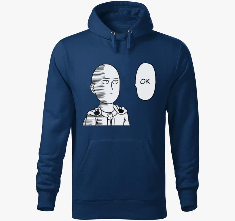 One Punch Man Saitama OK kapucnis pulóver — Éjkék