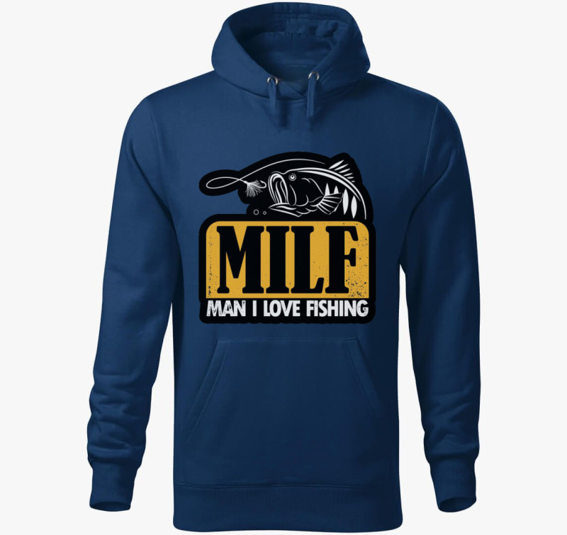 MILF - Man I Love Fishing kapucnis pulóver — Éjkék