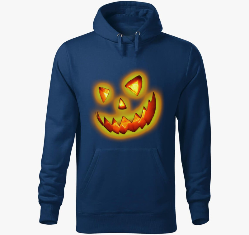 Ijesztő Halloween Tök - Scary Halloween Pumpkin kapucnis pulóver — Éjkék