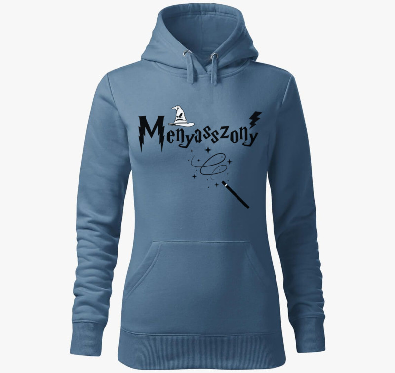 Varázslatos menyasszony kapucnis pulóver — Farmerkék
