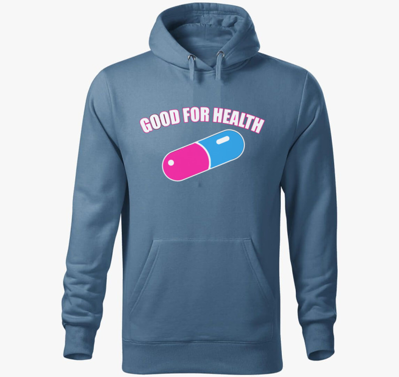 Good for health kapucnis pulóver — Farmerkék