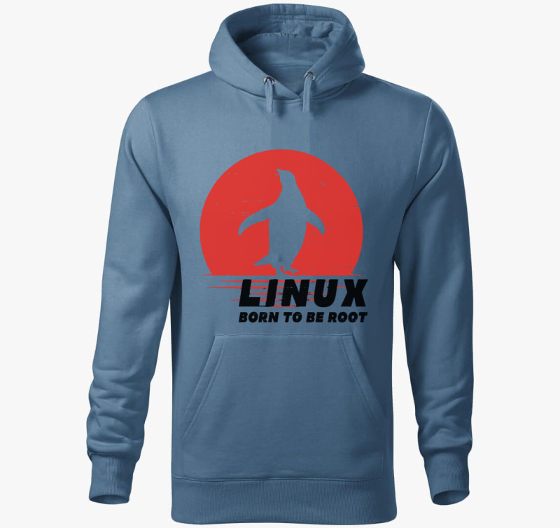Linux born to be root kapucnis pulóver — Farmerkék