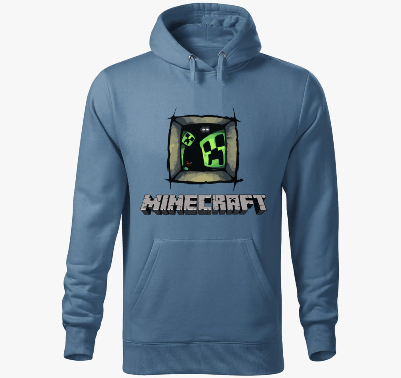 Minecraft window zombie kapucnis pulóver — Farmerkék