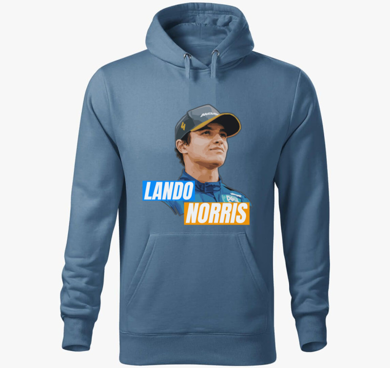 Lando Norris Forma 1 kapucnis pulóver — Farmerkék