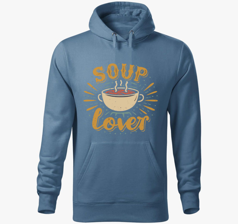 Soup Lover kapucnis pulóver — Farmerkék