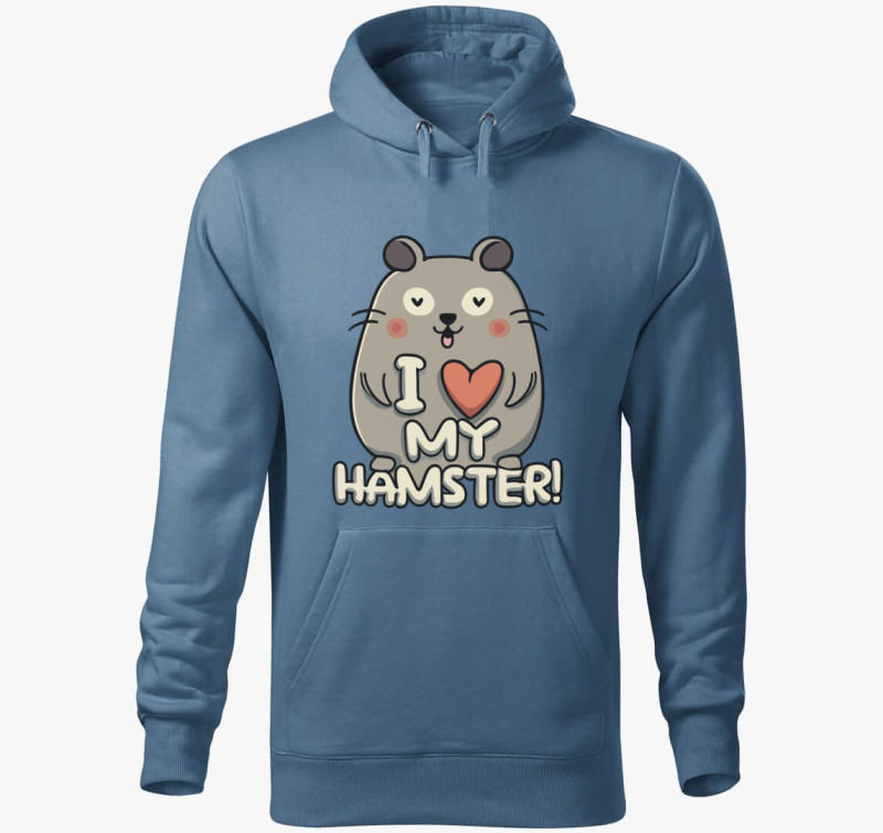 I love my hamster kapucnis pulóver — Farmerkék