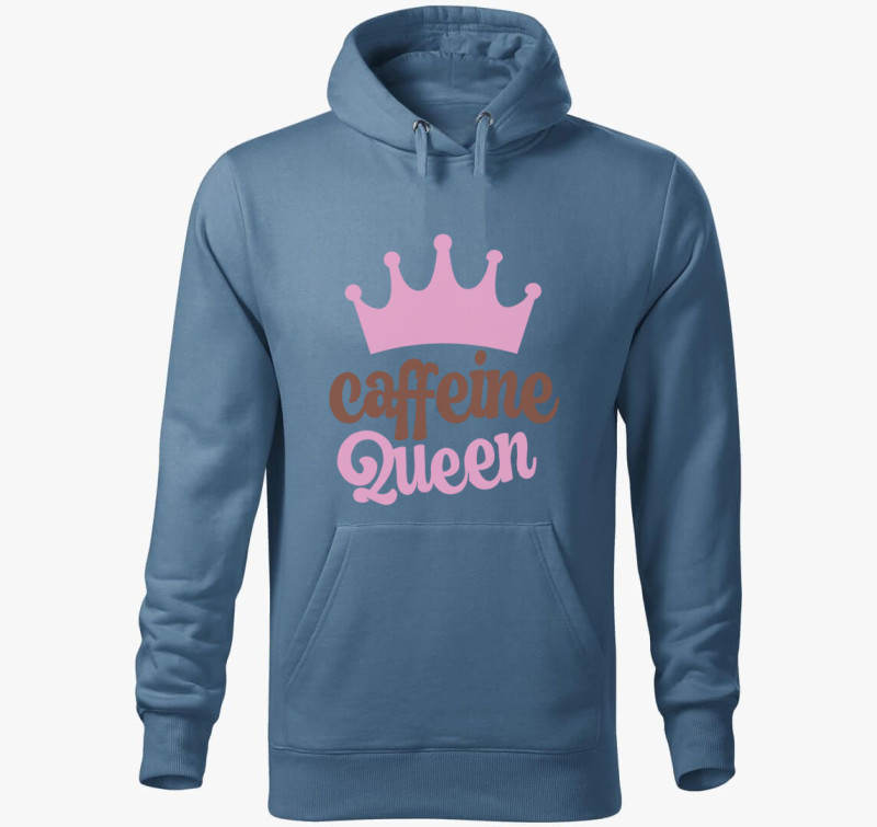 Caffeine Queen kapucnis pulóver — Farmerkék
