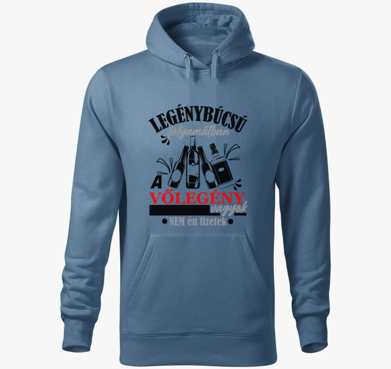 Legénybúcsús Vőlegény kapucnis pulóver — Farmerkék
