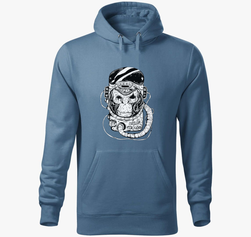 Space monkey kapucnis pulóver — Farmerkék