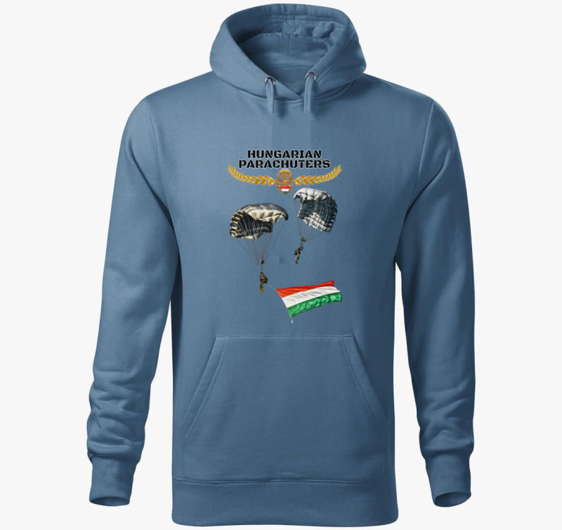 Hungarian Parachuters kapucnis pulóver — Farmerkék