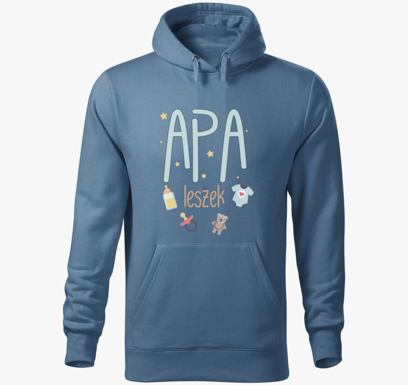 Apa leszek kapucnis pulóver — Farmerkék