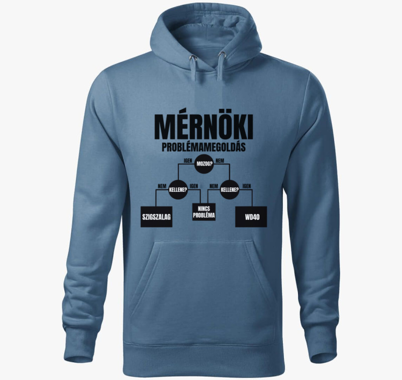 Mérnöki problémamegoldás kapucnis pulóver — Farmerkék