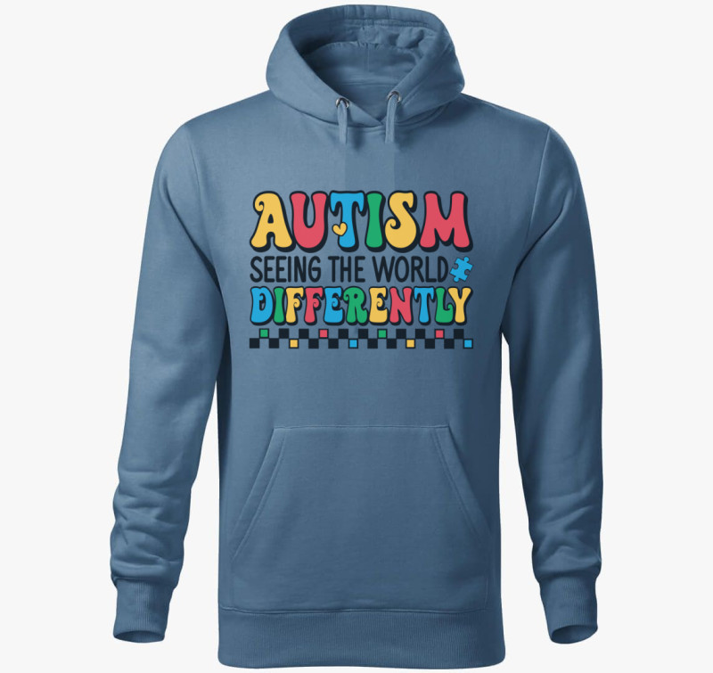 Autism kapucnis pulóver — Farmerkék