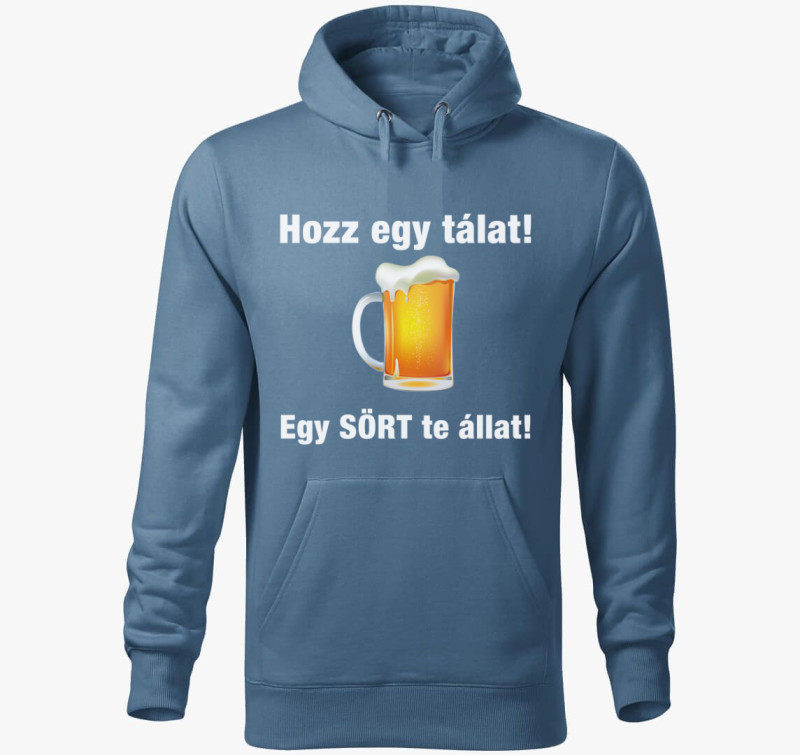 Hozz egy tálat egy sört te állat kapucnis pulóver — Farmerkék