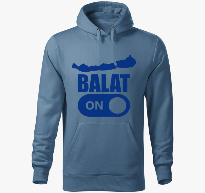 Balat-ON Balaton kék kapucnis pulóver — Farmerkék