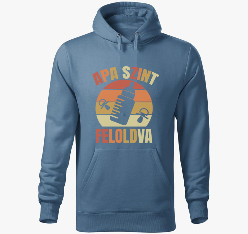 Apa szint feloldva kapucnis pulóver — Farmerkék