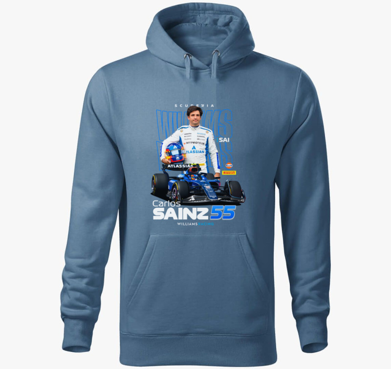 Carlos Sainz Williams kapucnis pulóver — Farmerkék