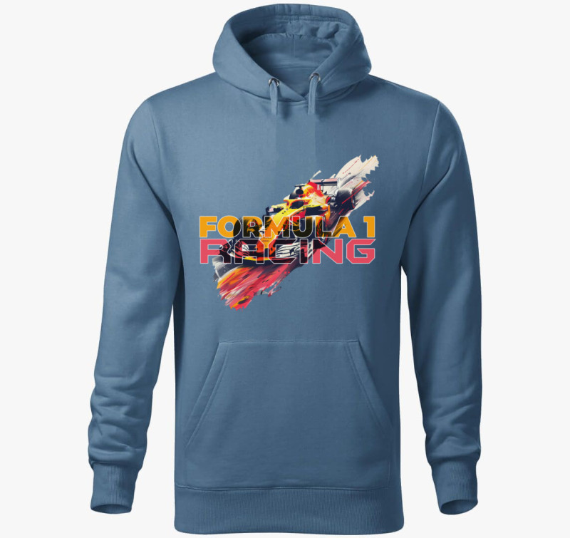 Formula 1 Racing kapucnis pulóver — Farmerkék