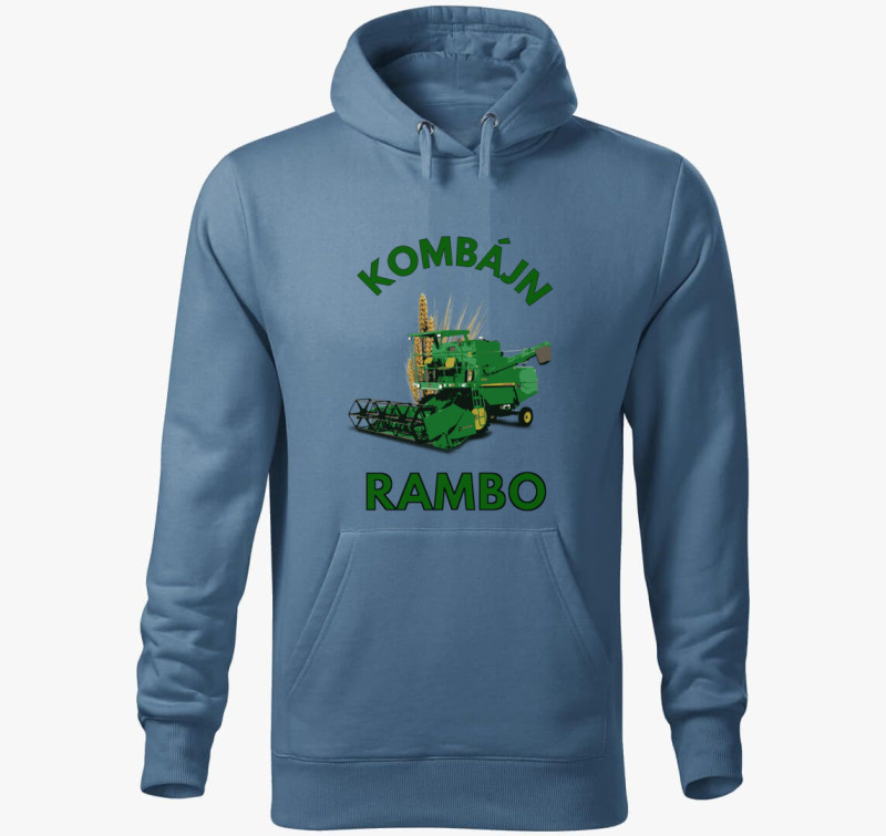 Kombájn rambo kapucnis pulóver — Farmerkék