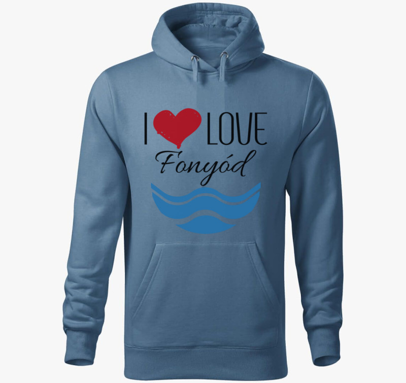 I love Fonyód kapucnis pulóver — Farmerkék