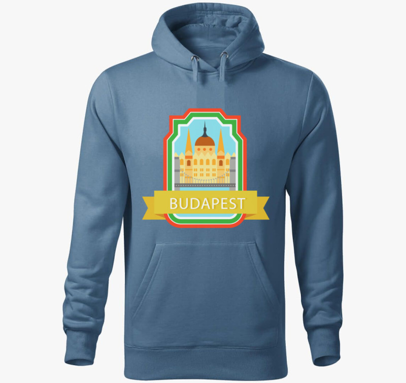 Budapest magyar kapucnis pulóver — Farmerkék