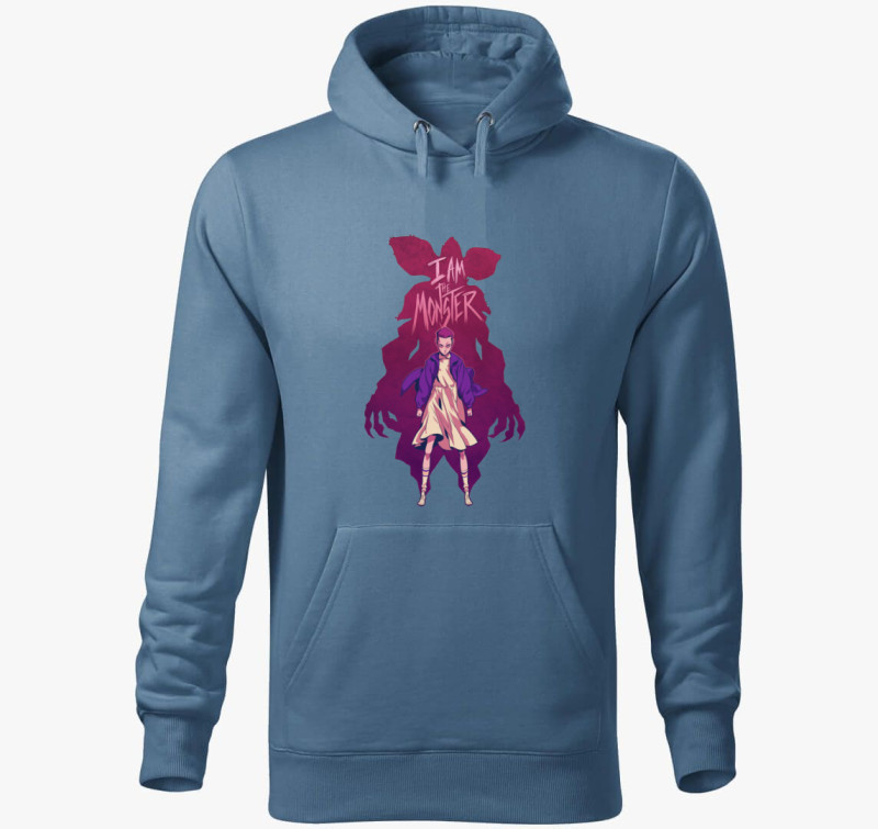 Stranger Things monster kapucnis pulóver — Farmerkék