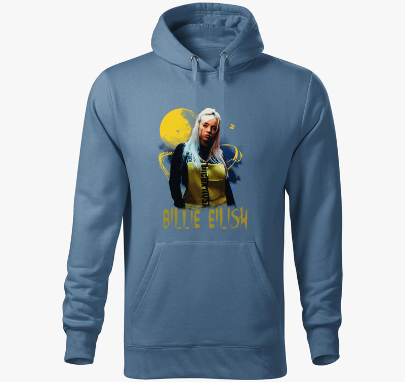 Billie Eilish kapucnis pulóver — Farmerkék
