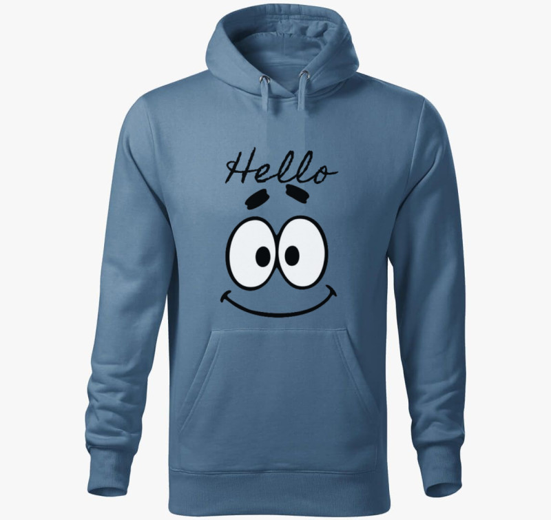 Hello kapucnis pulóver — Farmerkék
