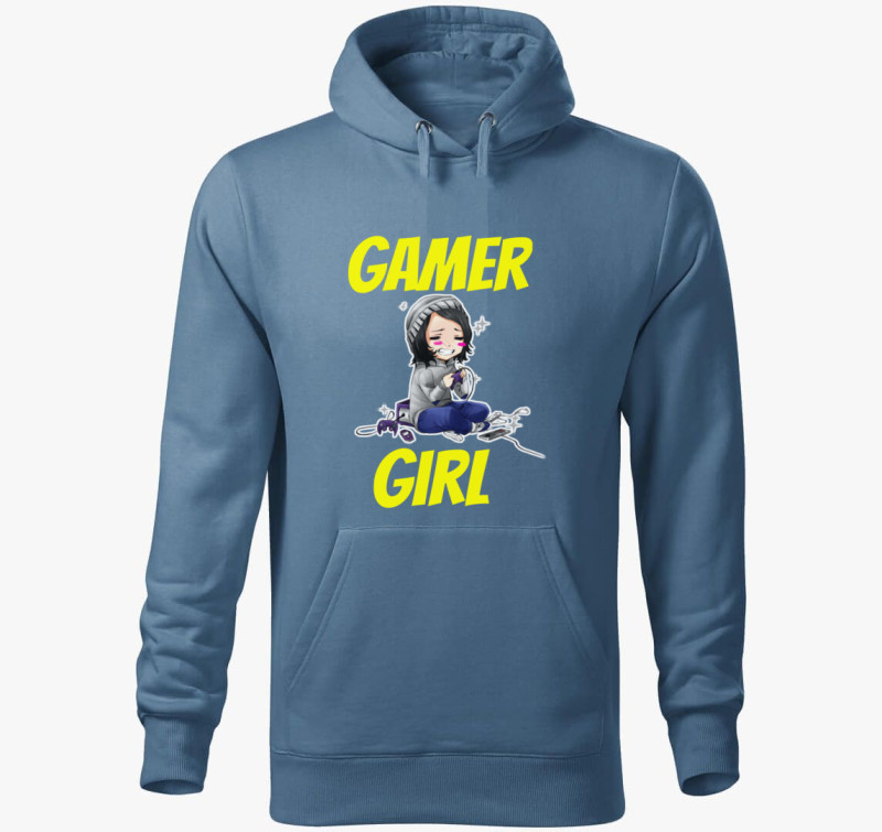 Gamer Girl v2 kapucnis pulóver — Farmerkék