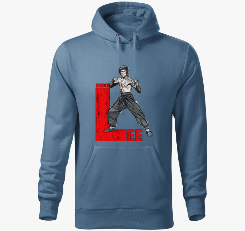 Bruce Lee Art kapucnis pulóver — Farmerkék