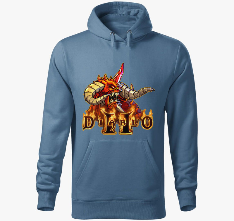 Diablo 2 kapucnis pulóver — Farmerkék