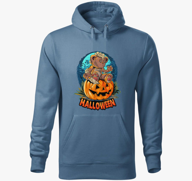 Teddy macis halloweeni kapucnis pulóver — Farmerkék