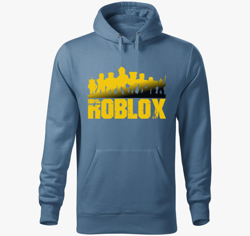 Roblox feliratos kapucnis pulóver — Farmerkék