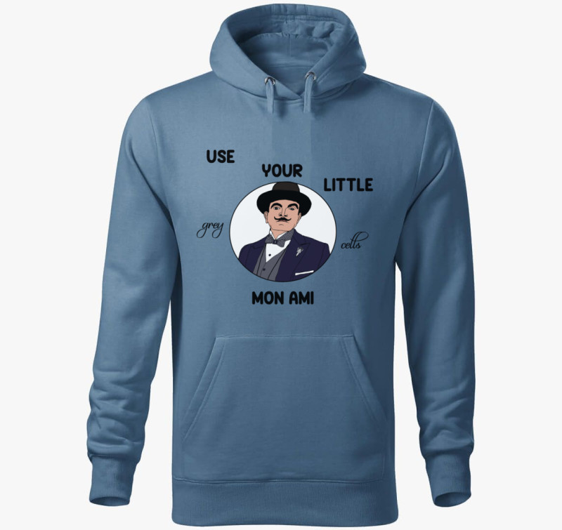 Poirot kapucnis pulóver — Farmerkék