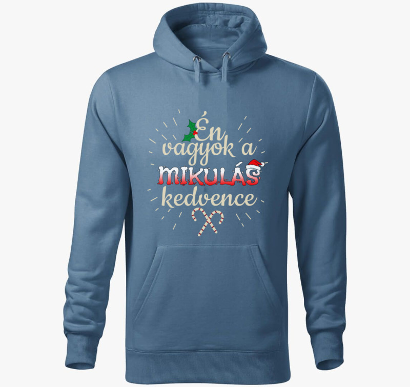 Mikulás kedvence kapucnis pulóver — Farmerkék