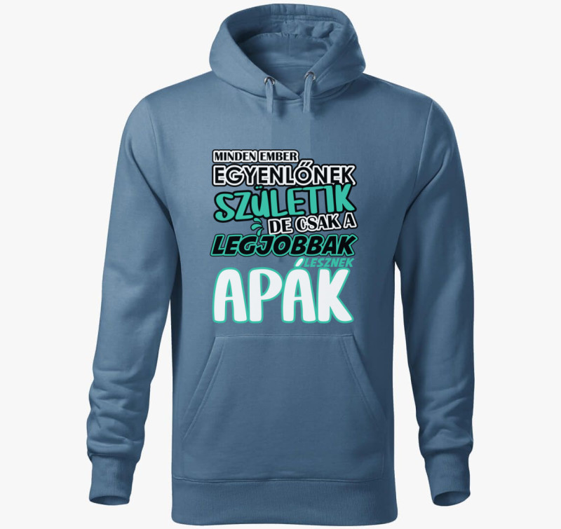 Egyenlőnek születik Apa kapucnis pulóver — Farmerkék