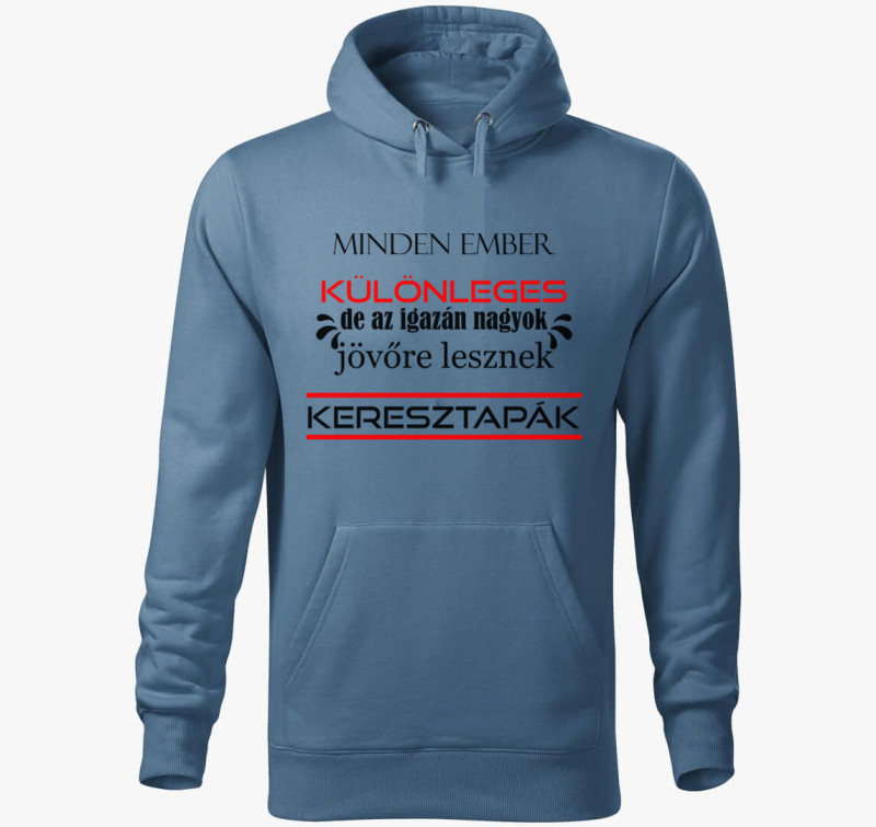 Különleges Keresztapák kapucnis pulóver — Farmerkék