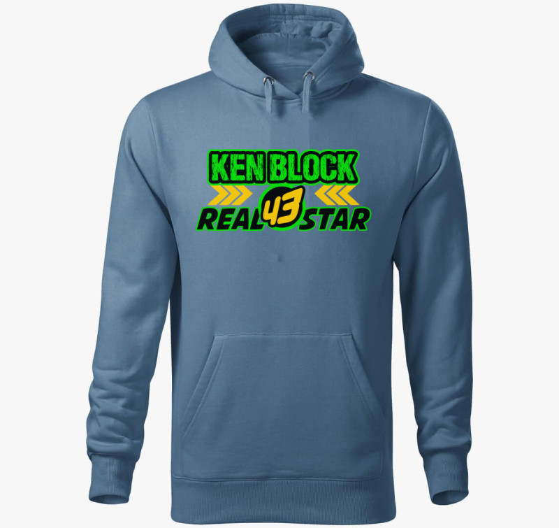 Ken Block real star kapucnis pulóver — Farmerkék