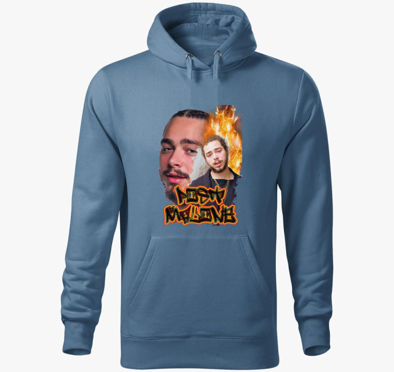 Post Malone 2 kapucnis pulóver — Farmerkék