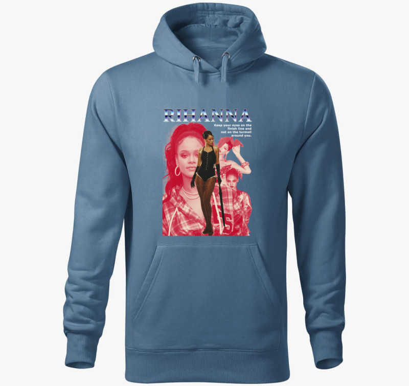 Rihanna kapucnis pulóver — Farmerkék