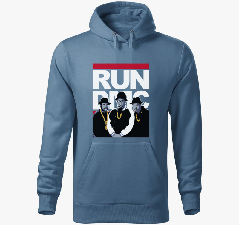RUN DMC kapucnis pulóver — Farmerkék