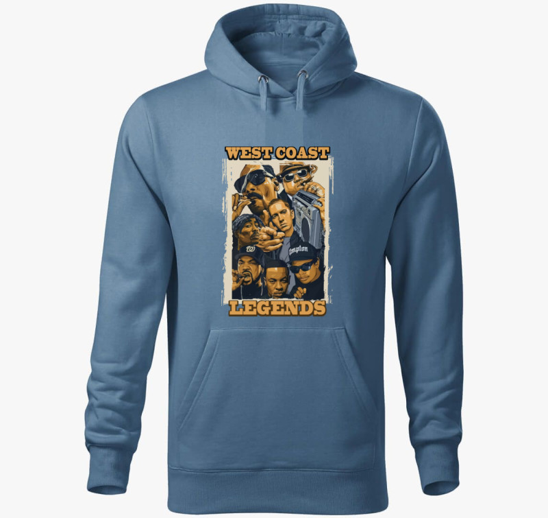 West Coast Legends kapucnis pulóver — Farmerkék