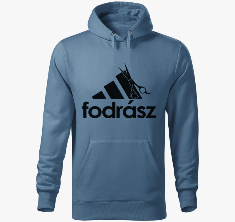 Fodrász márkás kapucnis pulóver — Farmerkék